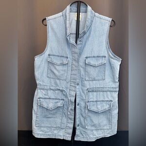Faded Glory Light Wash Denim Utility Vest Size L
